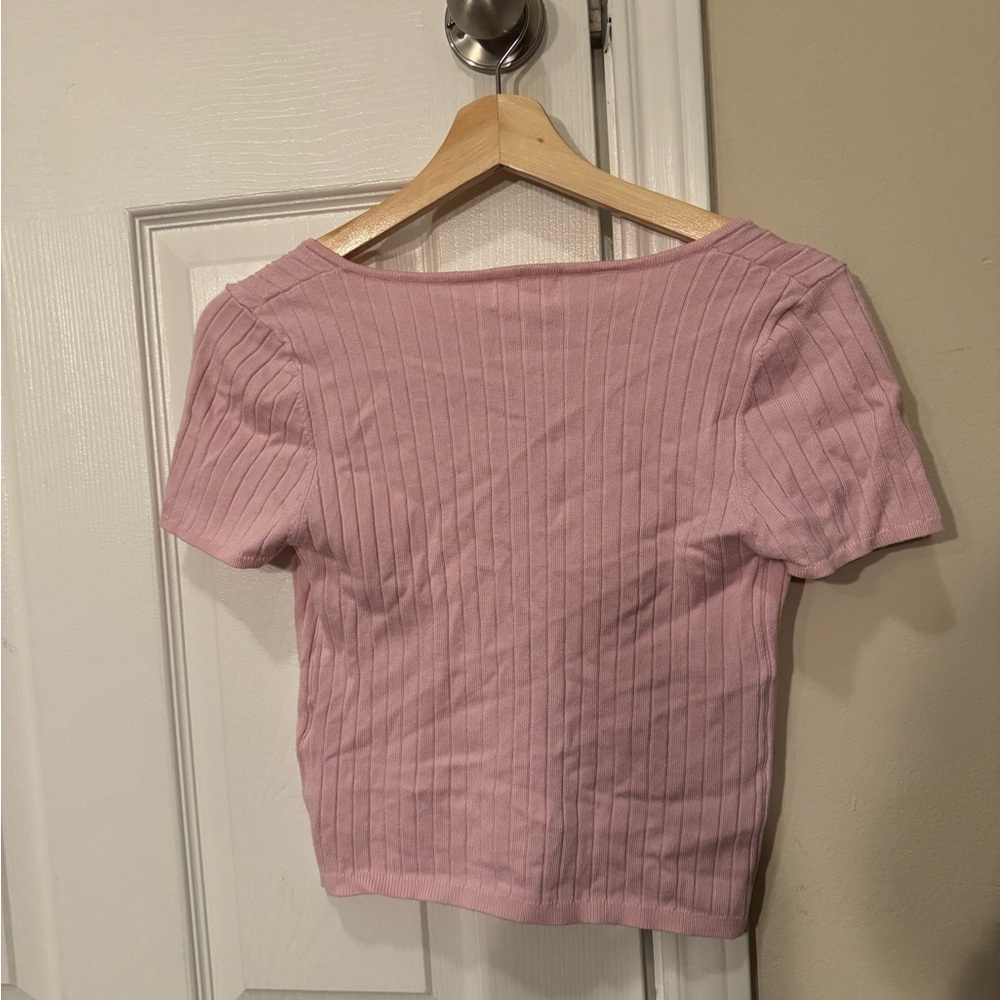 Superdown Light Pink Ribbed Blouse - Picture 2 of 3